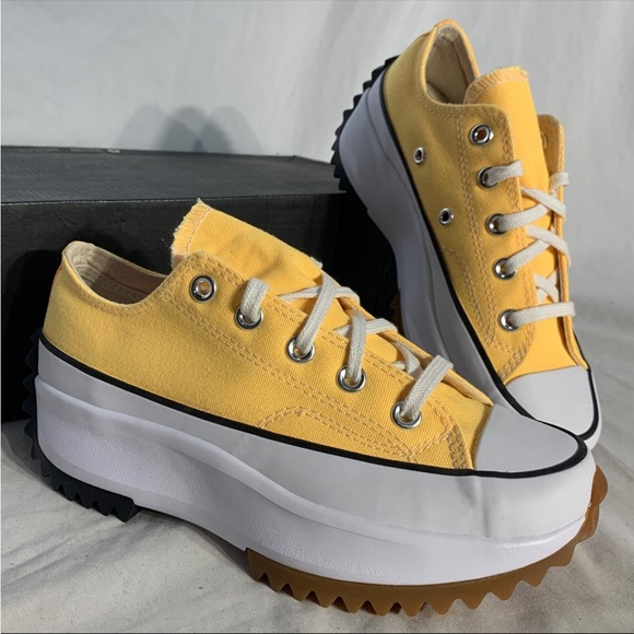 Converse Run Star Hike Ox Citron Yellow White Black Platform Shoes Womans 5.5 - Picture 2 of 8